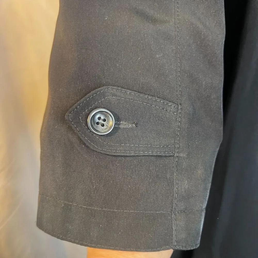 Fleet Street Basic Black Trench Coat Classic‎ Timeless Staple Nylon Lined 14P